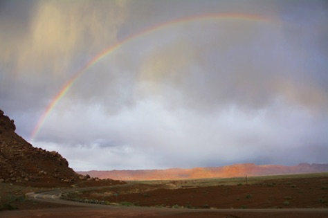 Rainbow over cliffs